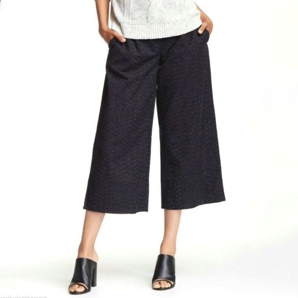 Eileen Fisher Wide Leg Pants Navy Blue Organic Cotton Crop Work Preppy Size XS